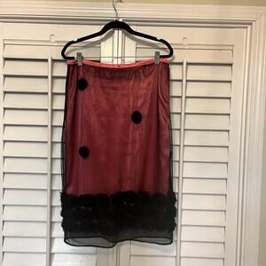 Kay Oss Original Pink And Black Mesh‎ Rose Skirt Size 10